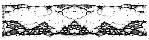 Horizontal cross section illustration of rocky ground layers with stones and soil