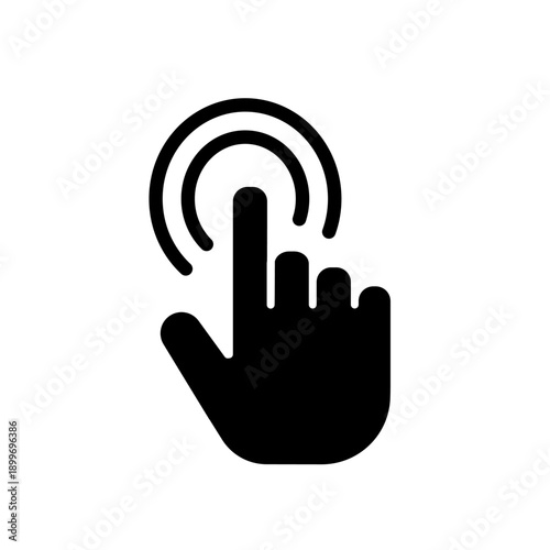 Touch screen finger hand press push - solid icon vector	
