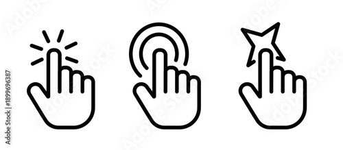 Touch screen finger hand press push – vector icon set	