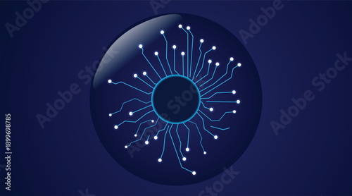 Futuristic Eye Chip Technology Representing Artificial Intelligence And Digital Vision vector Illustration