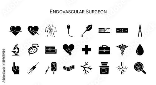 Endovascular Surgery Icons Medical Illustration Healthcare Vector