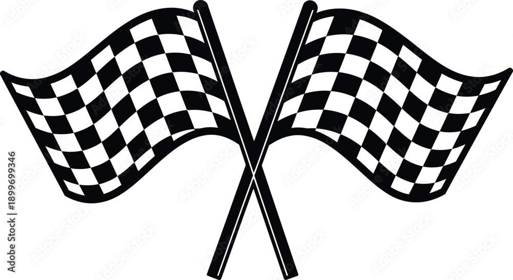 Fototapeta premium Checkered flags crossed symbolizing racing and competition