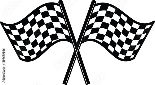 Checkered flags crossed symbolizing racing and competition