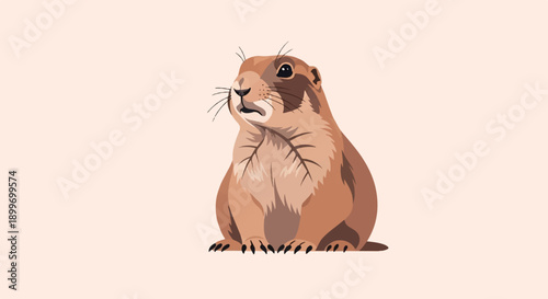 A cute, pixelated groundhog sits patiently on a plain, pale background