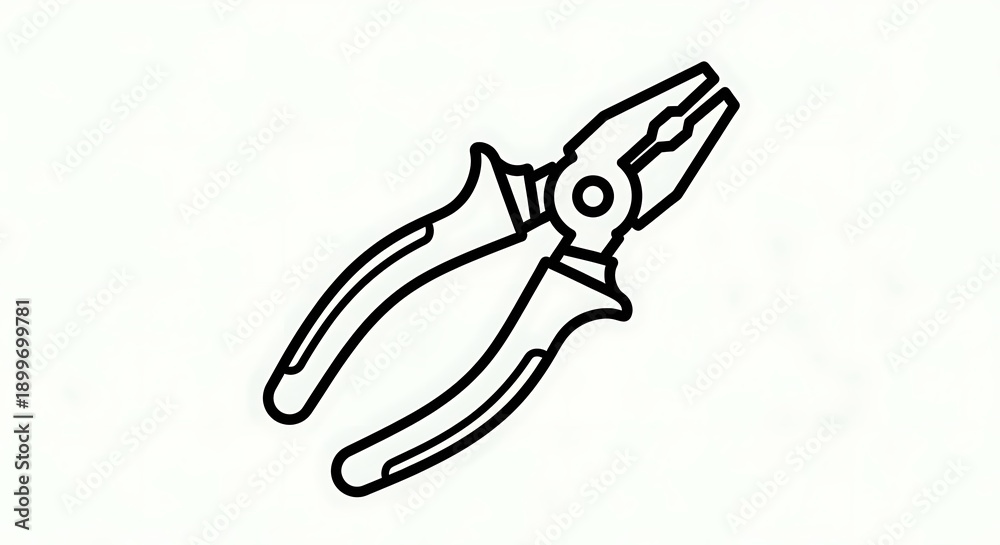 Fototapeta premium Black and White Pliers Tool Illustration.