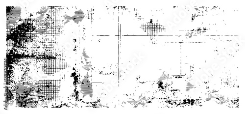 Abstract black and white grunge texture background with distressed scratches and noise
