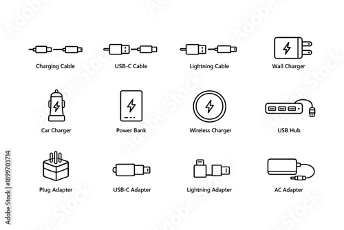 Essential electronic accessories: chargers, cables, adapters, power banks