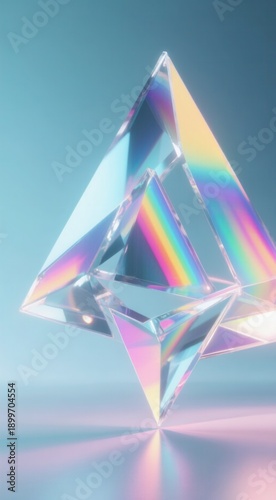 Abstract crystal prism with rainbow refractions