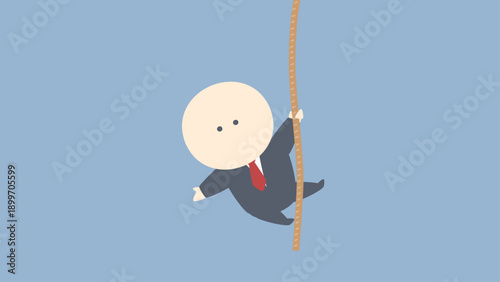 ビジネスイメージイラスト_ロープを登るビジネスマン