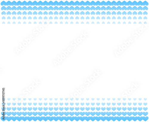 ハートのハーフトーンフレーム枠　青色　グラデーション　2