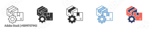 Logistics and Delivery Management Settings Icon. Visualizing efficient package order processing, supply chain configuration, and shipment optimization for product distribution