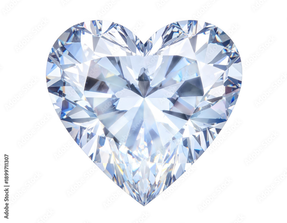 Fototapeta premium Diamond encrusted heart, luxury look, isolated on white background