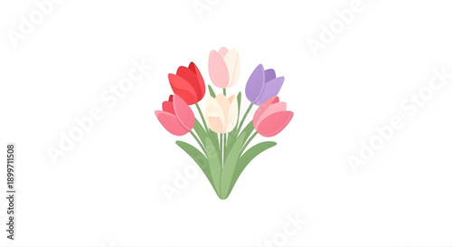 A beautiful bouquet of colorful tulips, a symbol of spring and new beginnings, perfect for greeting cards and floral arrangements