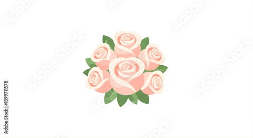 Charming bouquet of delicate light pink roses adorned with fresh green leaves, symbolizing grace, beauty, and heartfelt affection, ideal for celebrating special moments or expressing tender sentiments