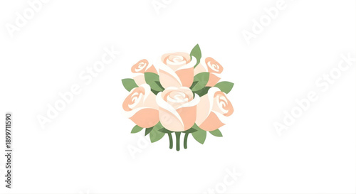 Delicate pastel rose bouquet with green leaves, perfect for wedding invitations or romantic floral arrangements