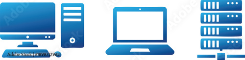 Computer Desktop Laptop Server Hardware Icon Set