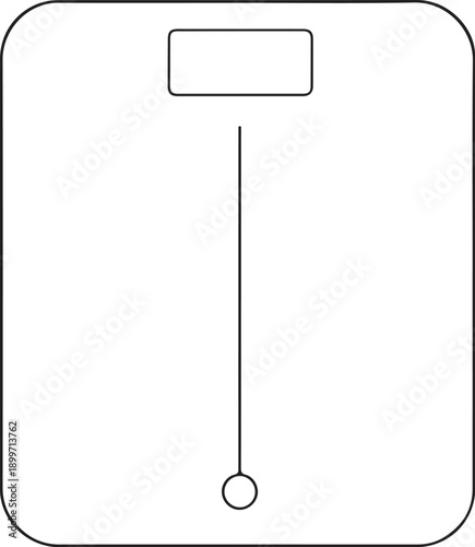 Smart Digital Bathroom Scales Hand-drawn Sketch Drawing Vector Illustration, Line Linear Symbol Engraving for Coloring Book, Black and White, Isolated