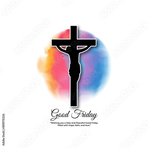 Vector illustration of Happy Good Friday social media template