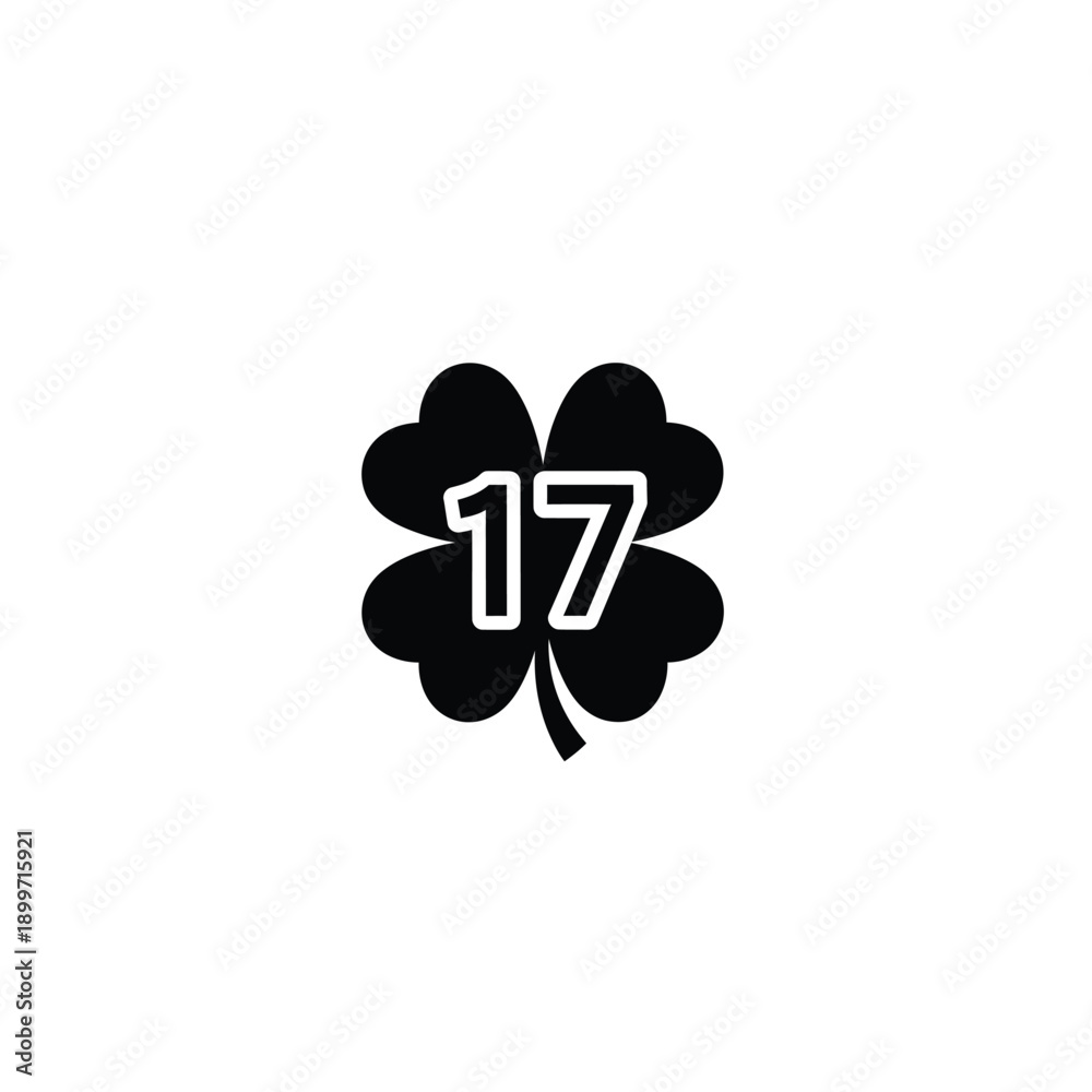 Obraz premium Four-Leaf Clover with Number 17