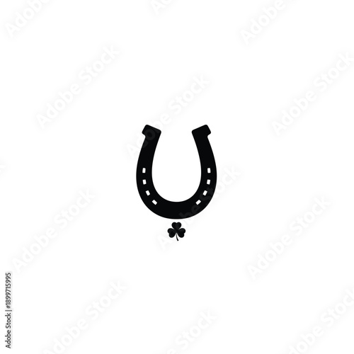 Horseshoe with Shamrock Luck Symbol Vector Graphic