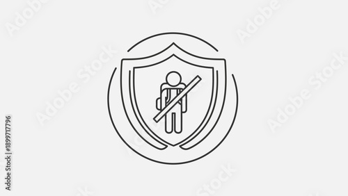 Prohibited person in shield security access icon