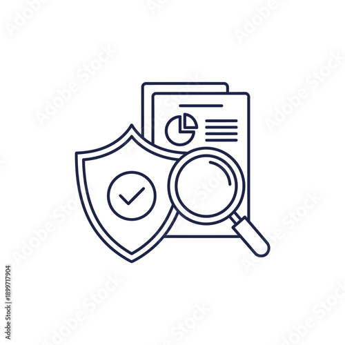 Security audit and data protection icon on white background