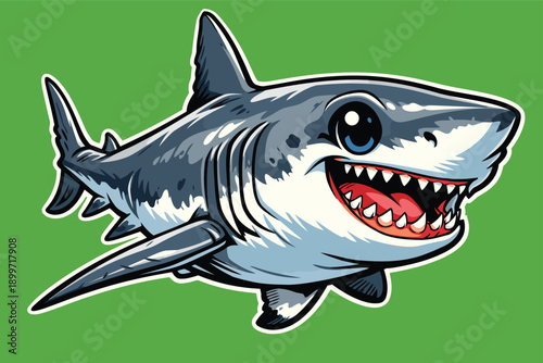 cute cartoon vector image of a chibi shark