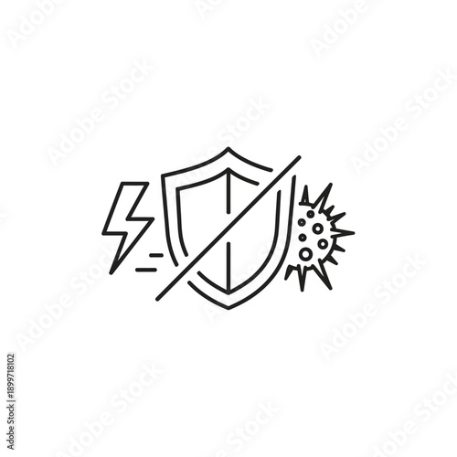 Strong immune protection shield against virus icon