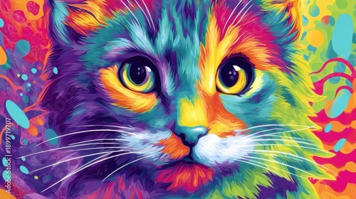 Bright animal portrait poster using AI, great for educational materials, event promotions, digital art, and creative backdrops. The colorful elements convey joy and inspiration in design.