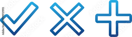 Approval Check Cross Plus Symbol Icon Set