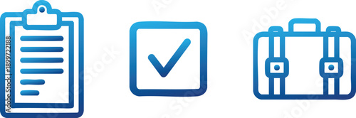 Clipboard Checklist Suitcase Management Icon Set