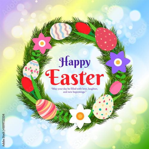 Vector illustration of Happy Easter social media template