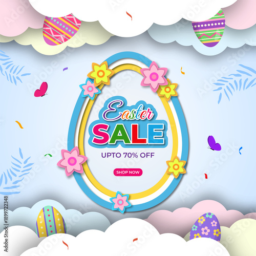 Vector illustration of Happy Easter Sale social media template