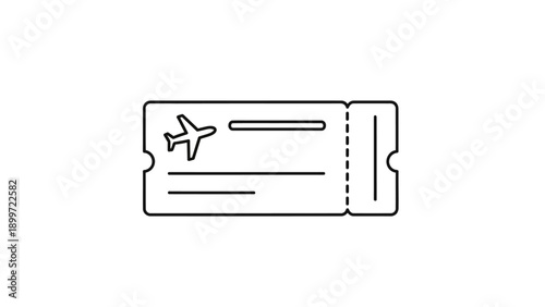 Minimalist airline ticket icon with airplane symbol
