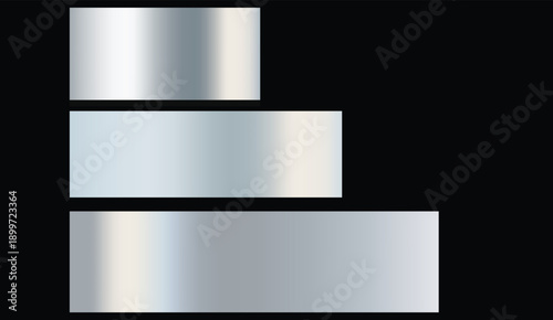 Set of Silver foil texture background. Set of metal banners and silver metal plates. Realistic silver, gradient mesh. Gradient Mesh. High Resolution.