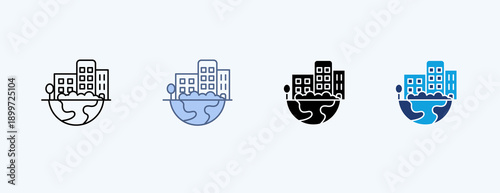 Land Development Multiple Icon Illustration Vector