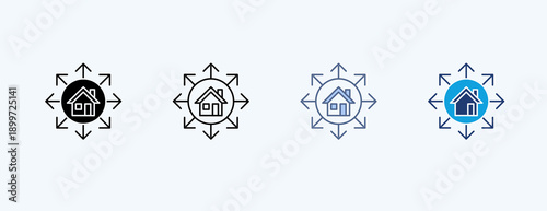 Housing Expansion Multiple Icon Illustration Vector