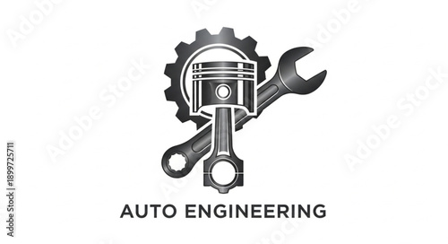 Auto Engineering Mechanical Piston Gear Wrench Symbol.