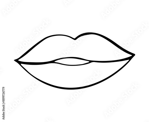 Hand Drawn Lips Minimal Line Art Illustration for Love Romance Beauty Design