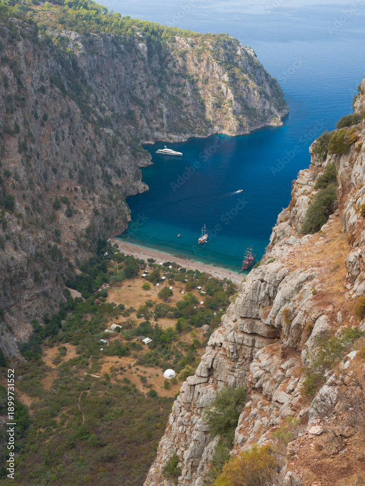 Fototapeta premium Butterfly valley ( Turkish; Kelebekler vadisi ) Fethiye town, Muğla coast, Türkiye