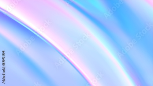 Hologram liquid gradient background. Foil paper iridescent effect. Blue pink fluid surface. Holographic pearl pattern. Y2k glitter bg. Rainbow, aurora, nacre texture. Abstract concept AI. Vector
