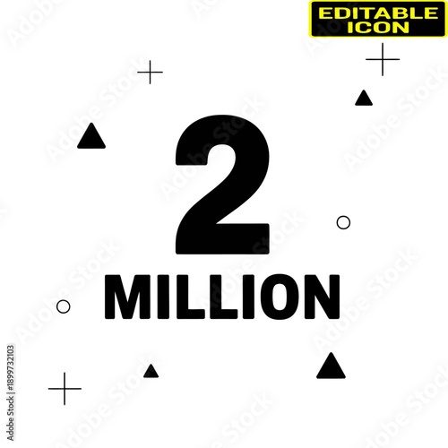 A striking visual representation of the number two million with geometric shapes. Vector