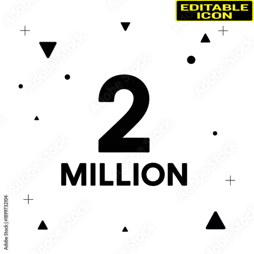 A striking visual representation of the number two million with geometric shapes. Vector