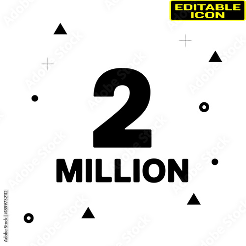 A striking visual representation of the number two million with geometric shapes. Vector