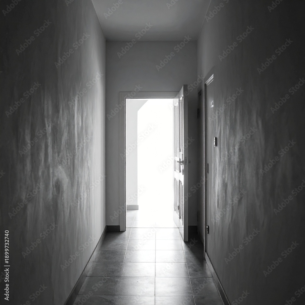 Fototapeta premium Flur mit schmalem Lichtstreifen
