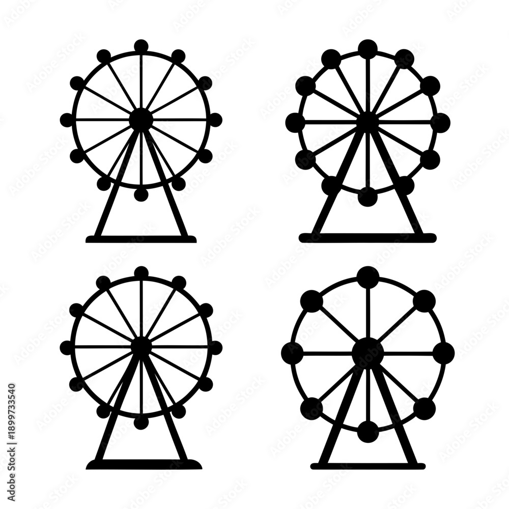 custom made wallpaper toronto digitalCollection of four black and white ferris wheel icons on a plain background