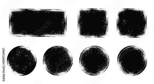 A collection of six distressed textured shapes in black ideal for design overlays on transparent background silhouette high quality professional detailed