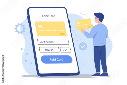 Add and Create Credit Card to Mobile Banking App Illustration