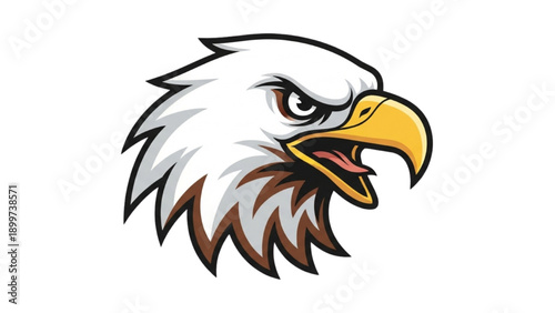 Illustration of a majestic bald eagle's head with sharp beak and intense gaze