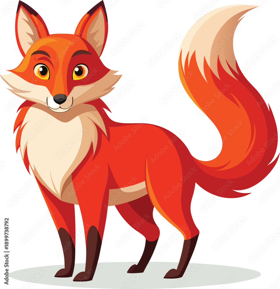 Obraz premium Cute red fox standing confident vector illustration flat design animal art